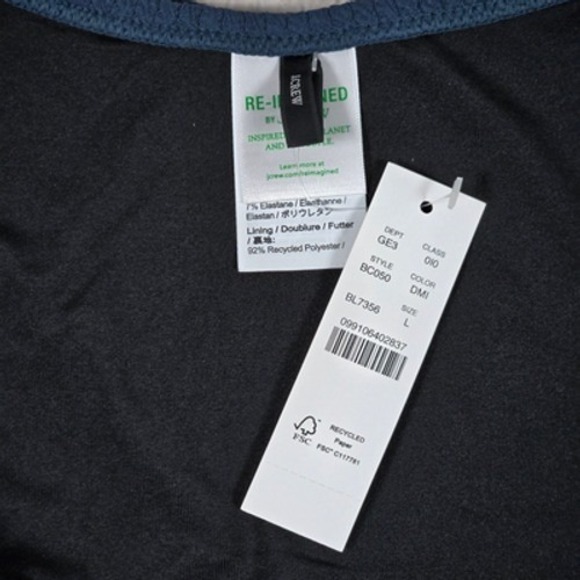 J. Crew Textured curved-waist cheeky bikini bottom in Navy‎ L NWT - Picture 5 of 9